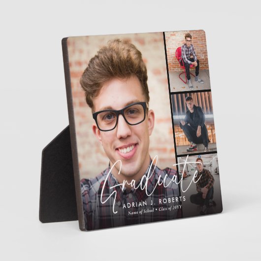 Eleganter Script Graduate 4 Fotograf Keepake Fotoplatte (Vorderseite)