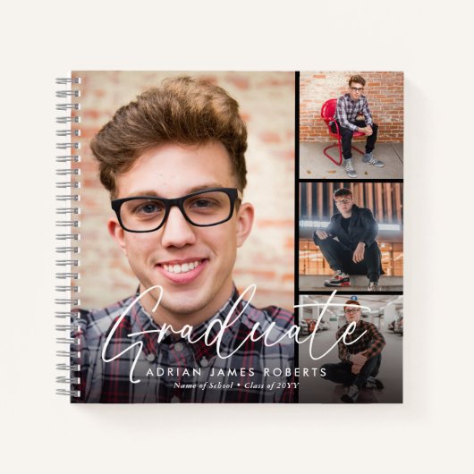 Eleganter Script Graduate 5 Fotograf Keepake Notizblock (Vorderseite)