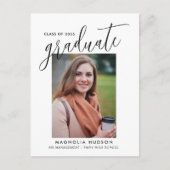 Eleganter Script Graduate Class Foto Abschluss Postkarte (Vorderseite)