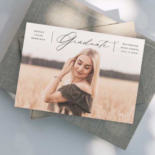 Eleganter Script Graduate Foto Abschluss Ankündigung