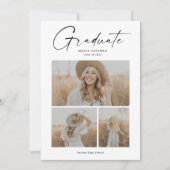 Eleganter Script Graduate Foto Collage Abschluss Einladung (Vorderseite)