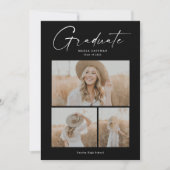 Eleganter Script Graduate Foto Collage Abschluss Einladung (Vorderseite)