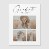 Eleganter Script Graduate Foto Collage Abschluss Magneteinladung (Vorderseite)