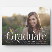 Eleganter Script Graduate Foto Keepake Abschluss Fotoplatte (Vorderseite)