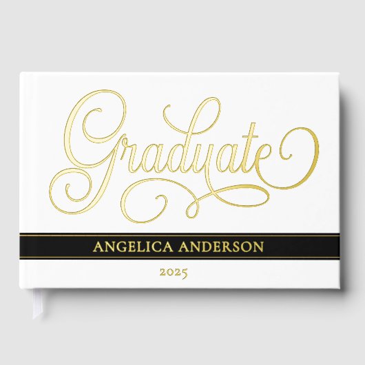 Eleganter Script Graduate Luxurious Real Gästebuch (Vorderseite)