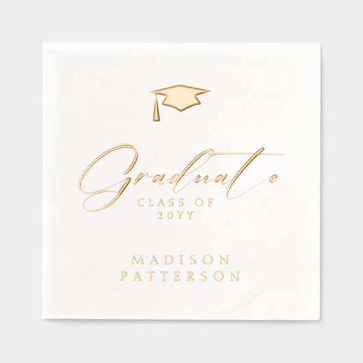 Eleganter Script Graduate Personalisierter Abschlu Servietten Mit Folie (Vorderseite)