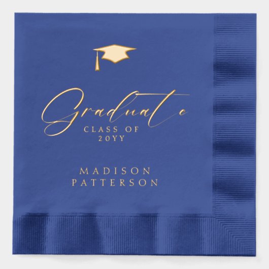 Eleganter Script Graduate Personalisierter Abschlu Servietten Mit Folie (Vorderseite)