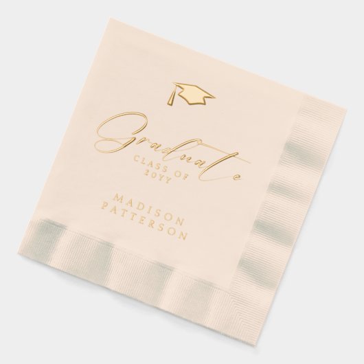 Eleganter Script Graduate Personalisierter Abschlu Servietten Mit Folie (Links)