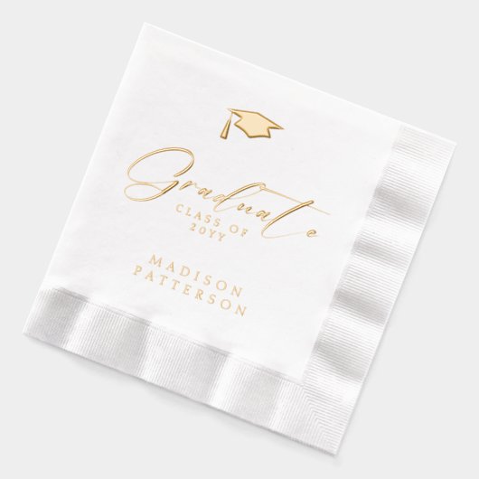 Eleganter Script Graduate Personalisierter Abschlu Servietten Mit Folie (Links)