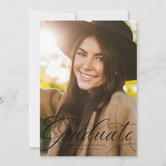 Eleganter Script-Graduiert schwarzen vertikalen Ab Ankündigung (Vorderseite)