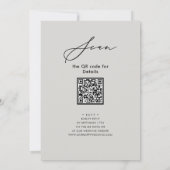 Eleganter Script Gray Chic Probe Dinner QR Code Einladung (Rückseite)