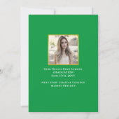 Eleganter Script Green Gold 2-Foto-Abschluss Ankündigung (Rückseite)