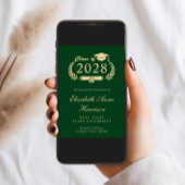 Eleganter Script Green Gold Foto Uni-Abschluss Ankündigung
