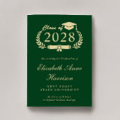 Eleganter Script Green Gold Uni-Abschluss Ankündigung