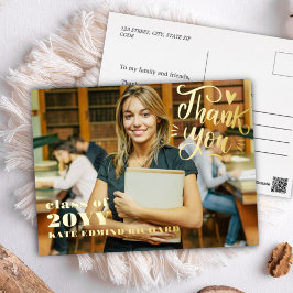 Eleganter Script Heart Foto Abschluss Vielen Dank Folien Feiertagspostkarte