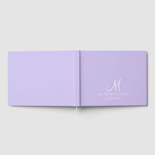 Eleganter Script Initial Wedding Monogram Lavender Gästebuch (Voll)