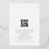 Eleganter Script Initials QR Code Hochzeit Real Folieneinladung (Rückseite)