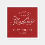 Eleganter Script-Kardinal Roter Abschluss Serviette (Vorderseite)