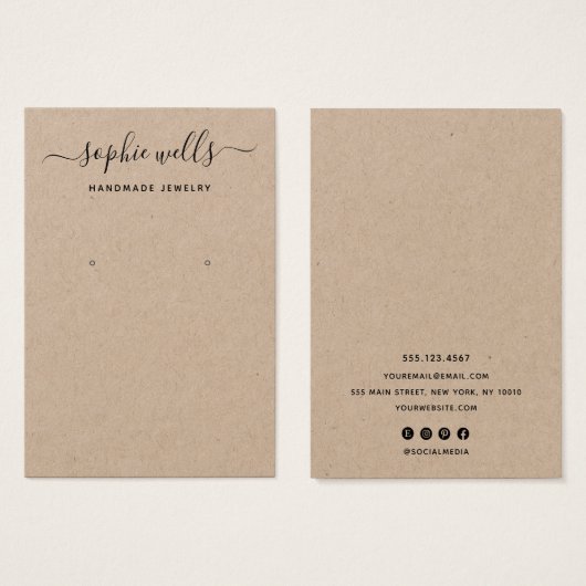 Eleganter Script Kraft Earring Display Holder (Vorne & Hinten)