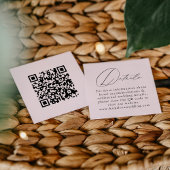 Eleganter Script Lavender QR Code Hochzeitdetails Begleitkarte