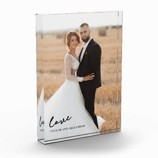 Eleganter Script-Liebe Bride Groom Foto Block (Links)