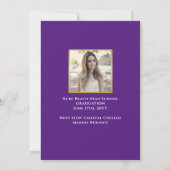 Eleganter Script Lila Gold 2-Foto-Abschluss Ankündigung (Rückseite)