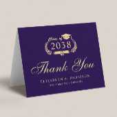 Eleganter Script Lila Gold Abschluss Dankeskarte