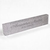 Eleganter Script-Metallic-Silbername-Job Namensplakette
