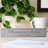 Eleganter Script-Metallic-Silbername-Job Namensplakette