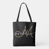 Eleganter Script-Mit Monogramm Name Moderner Chic Tasche (Rückseite)