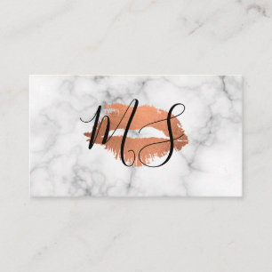 Eleganter Script Monogram Glamour Kiss Marble Visitenkarte