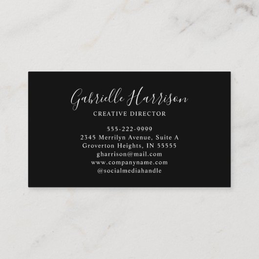 Eleganter Script Monogram Initials Calligraphy Swa Visitenkarte (Rückseite)