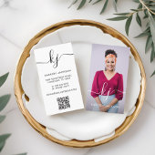 Eleganter Script Monogram Logo-Foto und QR-Code Visitenkarte