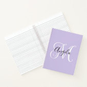 Eleganter Script Monogram Pale Lavender Notizblock (Innenseite)
