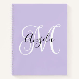 Eleganter Script Monogram Pale Lavender Notizblock