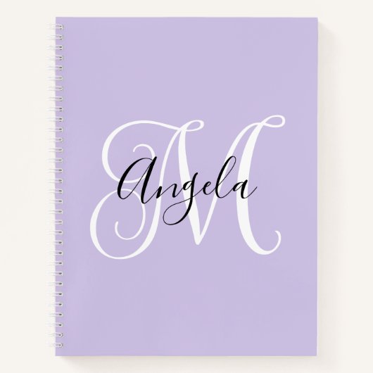 Eleganter Script Monogram Pale Lavender Notizblock (Vorderseite)