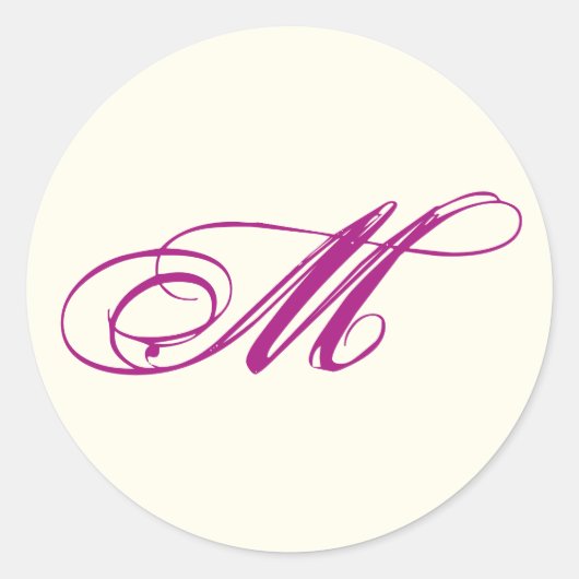 Eleganter Script Monogram Wedding Umschlag Aufkleb Runder Aufkleber (Vorderseite)