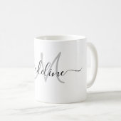 Eleganter Script Monogrammmed Name Modern Kaffeetasse (VorderseiteRechts)