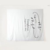 Eleganter Script Mr & Mrs Simple Foto Hintergrund Wandteppich (Vorderseite (Horizontal))
