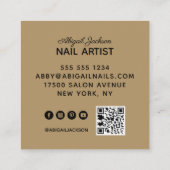 Eleganter Script-Nails nach Name QR-Code Minimalis Quadratische Visitenkarte (Rückseite)