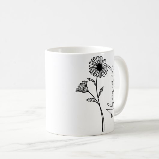 Eleganter Script Name April Monat Geburt Blume Dai Kaffeetasse (VorderseiteRechts)