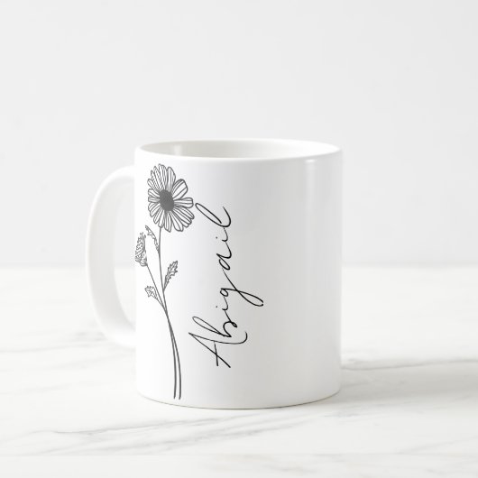Eleganter Script Name April Monat Geburt Blume Dai Kaffeetasse (Vorderseite Links)