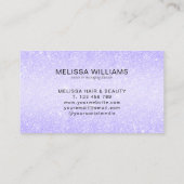 Eleganter Script Name Chic Lila Glitzer Visitenkarte (Rückseite)