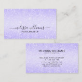 Eleganter Script Name Chic Lila Glitzer Visitenkarte (Vorne/Hinten)