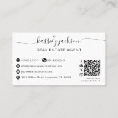 Eleganter Script Name Circle Business Foto QR Code Visitenkarte (Rückseite)