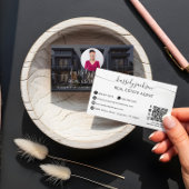 Eleganter Script Name Circle Business Foto QR Code Visitenkarte