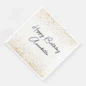 Eleganter Script Name Gold Glitzer Happy Birthday Serviette (Ecke)