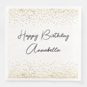 Eleganter Script Name Gold Glitzer Happy Birthday Serviette (Vorderseite)