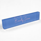 Eleganter Script Name Minimalistisch Blue Pink Äst Namensplakette