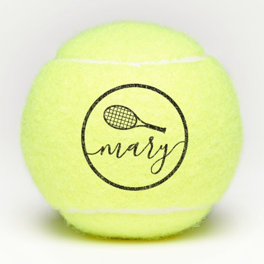 Eleganter Script Name Personalisiert Tennis Balls Tennisbälle (Vorderseite)